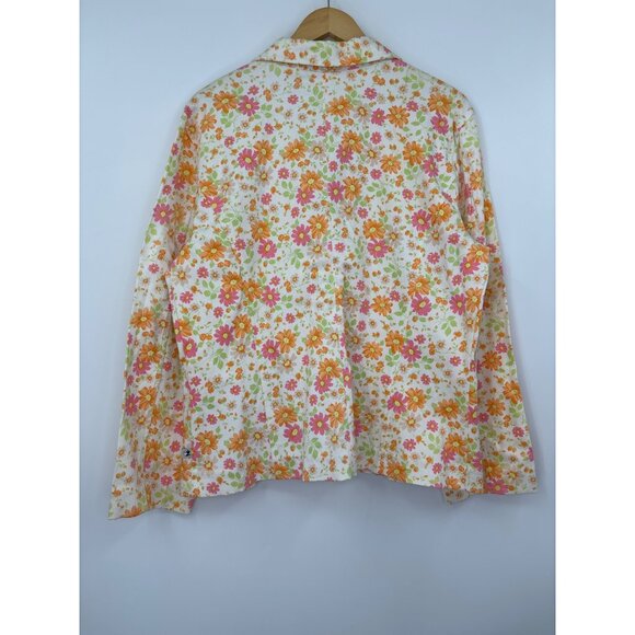 Duck Head Women's Floral Canvas Cotton Casual Blazer White Orange Pink 18 NEW - Picture 4 of 4
